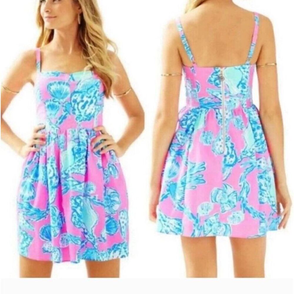 LILLY PULITZER Dress Size 2  Pink‎ Pout Barefoot Princess Seashell Cotton